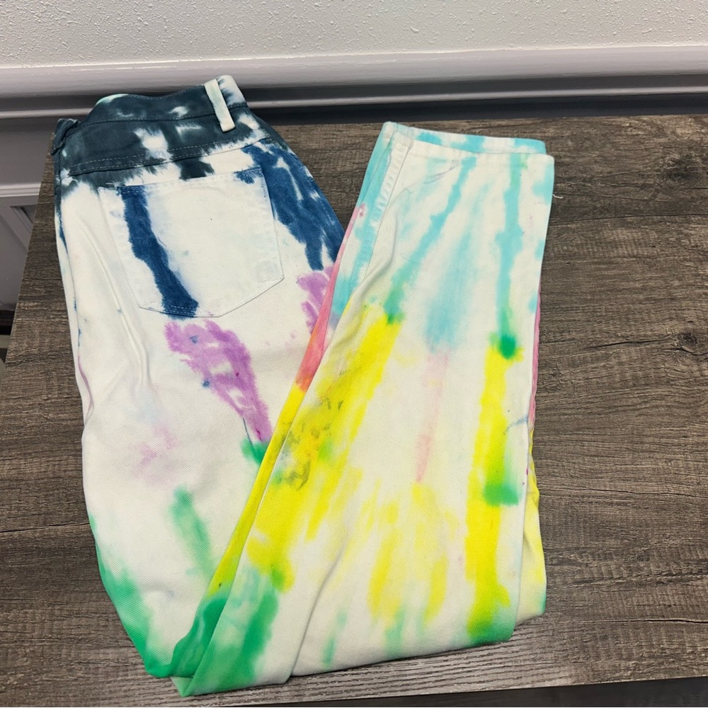 Y2K High Rise 100% Cotton Wrangler Tie-Dye Mom Jeans (1052) - Picture 1 of 12